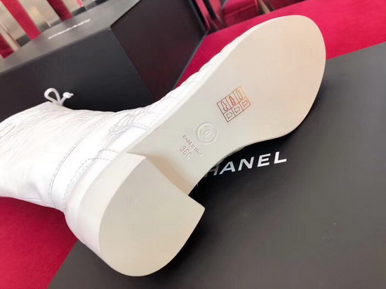 Chanel High Boots in White Calfskin