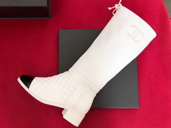 Chanel High Boots in White Calfskin