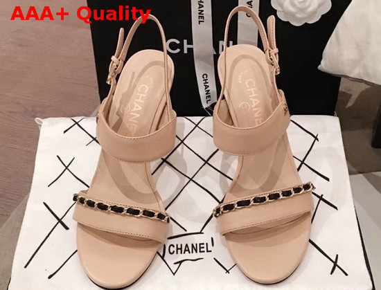 Chanel High Heel Sandal in Beige Lambskin G35382 Replica