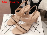 Chanel High Heel Sandal in Beige Lambskin G35382 Replica