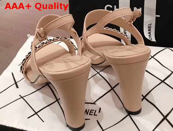 Chanel High Heel Sandal in Beige Lambskin G35382 Replica