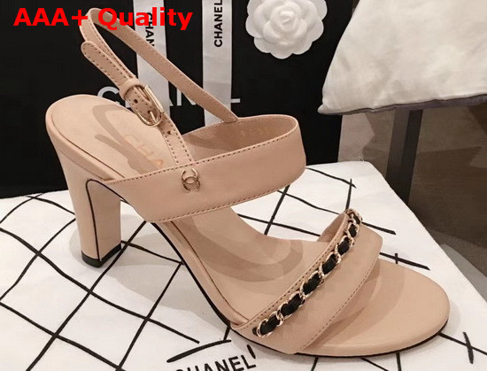 Chanel High Heel Sandal in Beige Lambskin G35382 Replica