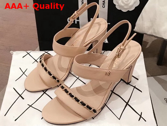 Chanel High Heel Sandal in Beige Lambskin G35382 Replica