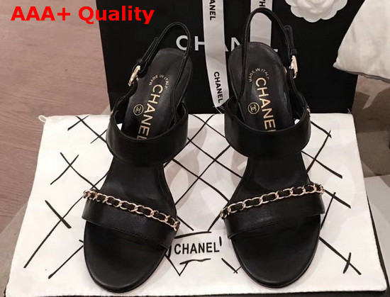 Chanel High Heel Sandal in Black Lambskin G35382 Replica