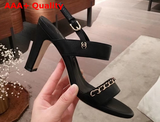 Chanel High Heel Sandal in Black Lambskin G35382 Replica