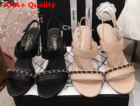 Chanel High Heel Sandal in Black Lambskin G35382 Replica