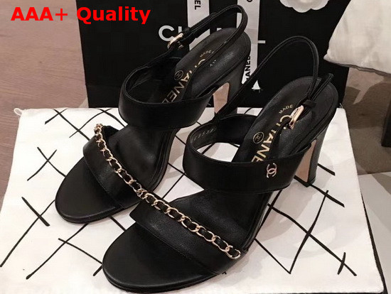 Chanel High Heel Sandal in Black Lambskin G35382 Replica