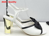 Chanel High Heel Sandals Lambskin and Grosgrain White and Black G45690 Replica