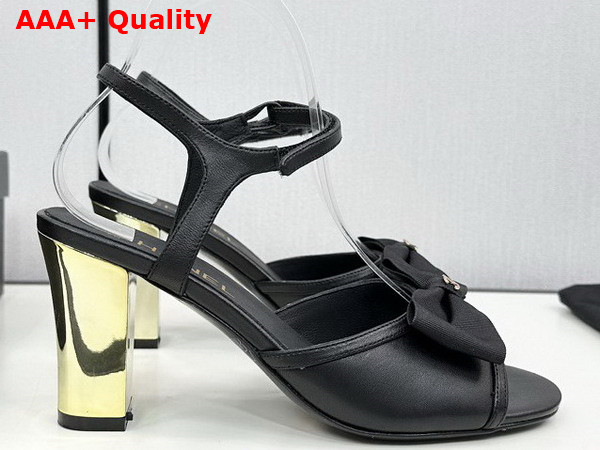 Chanel High Heel Sandals in Black Lambskin and Grosgrain G45690 Replica