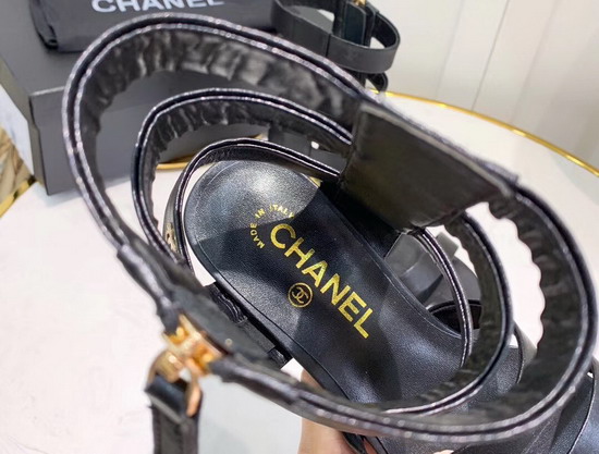 Chanel High Top Sandal in Black Calfskin