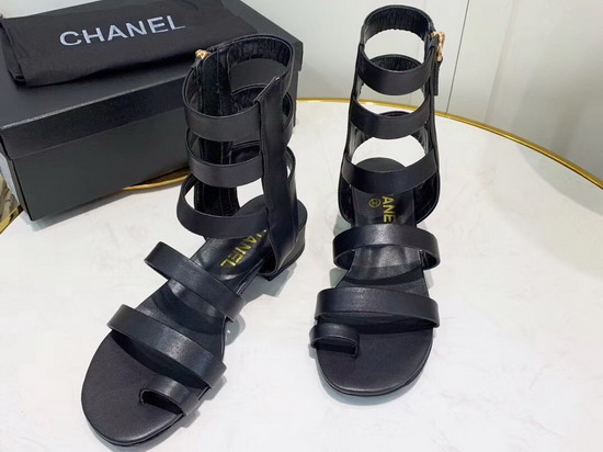 Chanel High Top Sandal in Black Calfskin