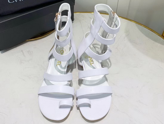 Chanel High Top Sandal in White Calfskin