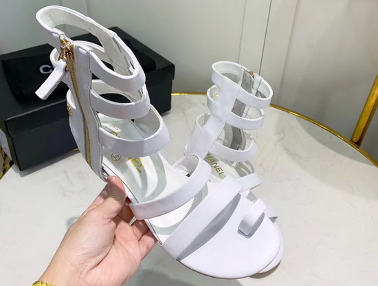 Chanel High Top Sandal in White Calfskin