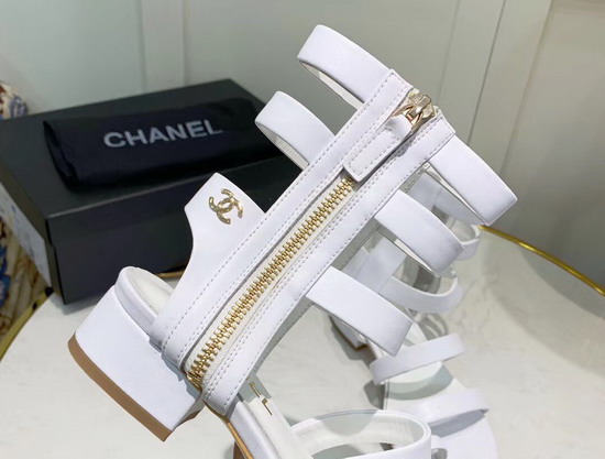 Chanel High Top Sandal in White Calfskin