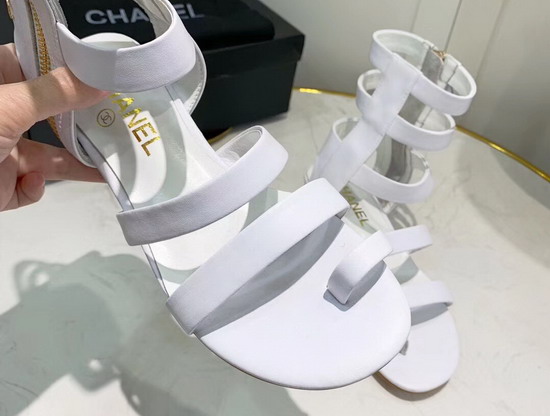 Chanel High Top Sandal in White Calfskin