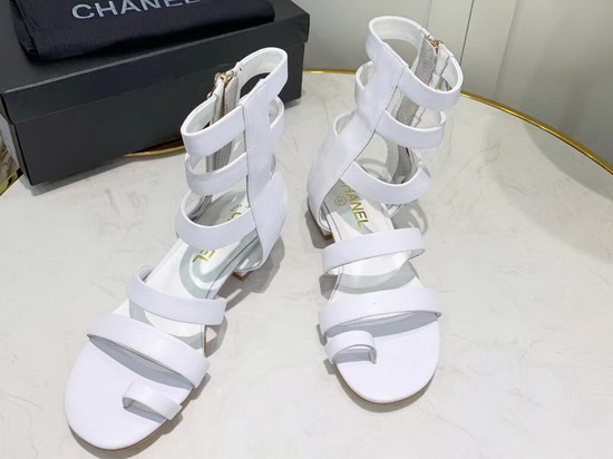 Chanel High Top Sandal in White Calfskin