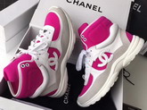 Chanel High Top Sneaker Fuchsia Calfskin and Suede Calfskin