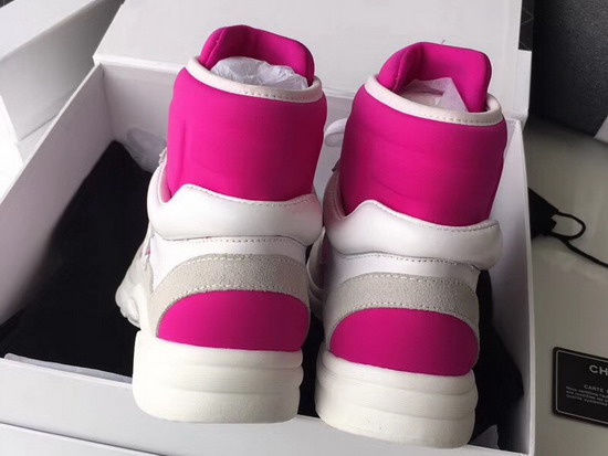 Chanel High Top Sneaker Fuchsia Calfskin and Suede Calfskin