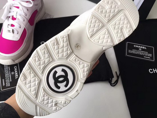 Chanel High Top Sneaker Fuchsia Calfskin and Suede Calfskin