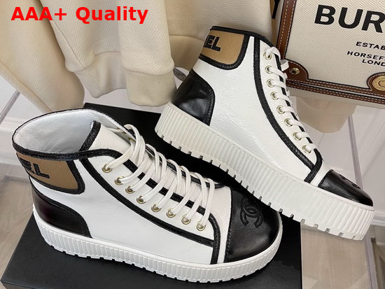 Chanel High Top Sneaker White and Black Calfskin Replica