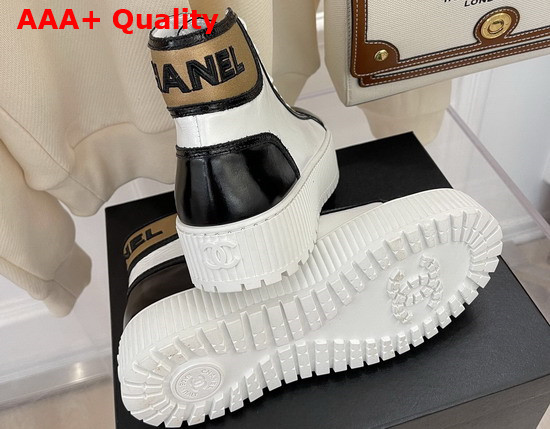 Chanel High Top Sneaker White and Black Calfskin Replica