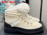 Chanel High Top Sneaker in Beige Calfskin with Sherling Lining Replica