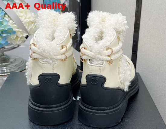 Chanel High Top Sneaker in Beige Calfskin with Sherling Lining Replica