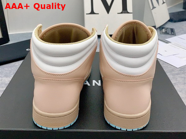 Chanel High Top Sneaker in Beige and White Calfskin Replica