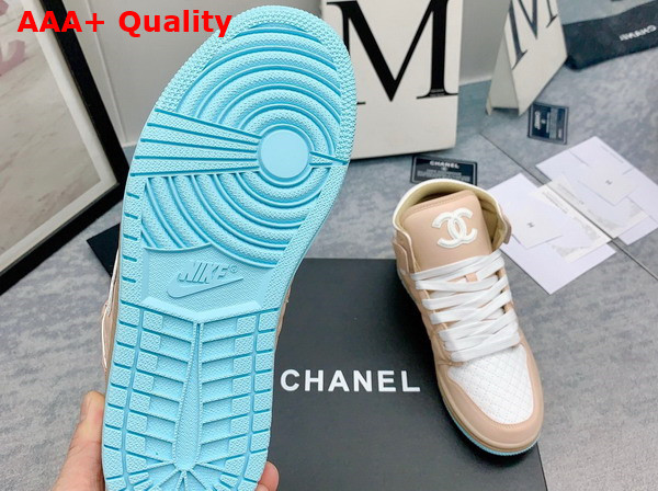 Chanel High Top Sneaker in Beige and White Calfskin Replica