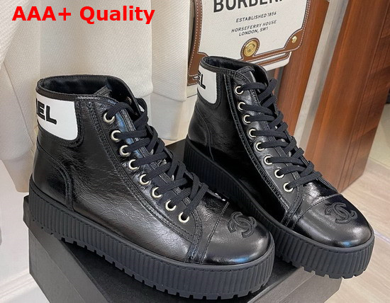 Chanel High Top Sneaker in Black Calfskin Replica