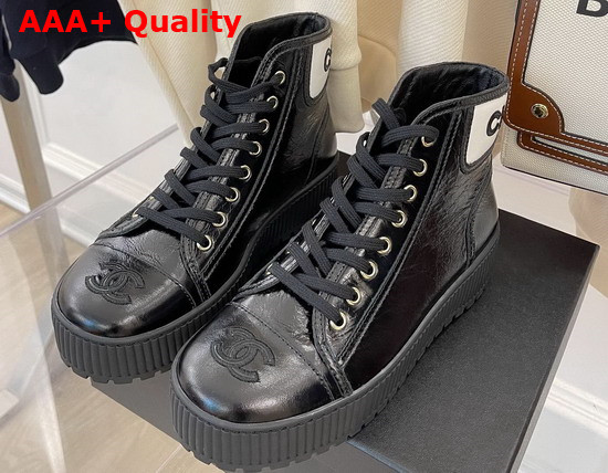 Chanel High Top Sneaker in Black Calfskin Replica