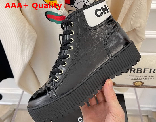 Chanel High Top Sneaker in Black Calfskin Replica