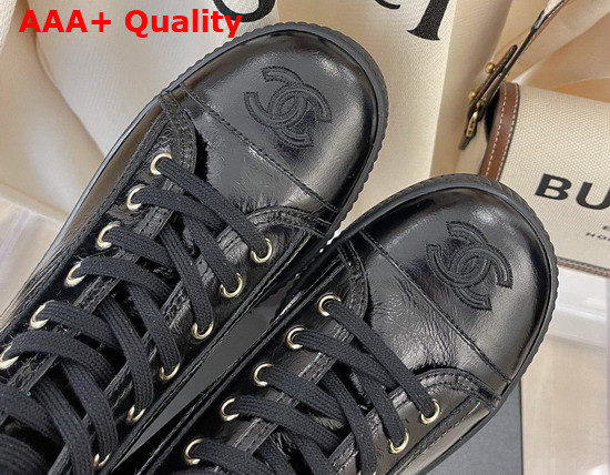 Chanel High Top Sneaker in Black Calfskin Replica