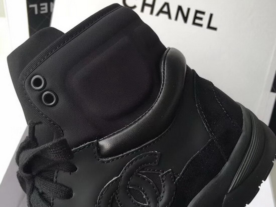 Chanel High Top Sneaker in Black Calfskin and Suede Calfskin