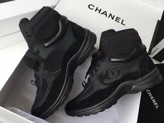 Chanel High Top Sneaker in Black Calfskin and Suede Calfskin