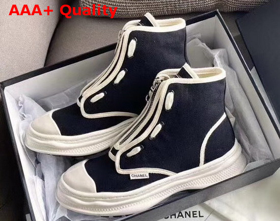 Chanel High Top Sneaker in Black Canvas Replica