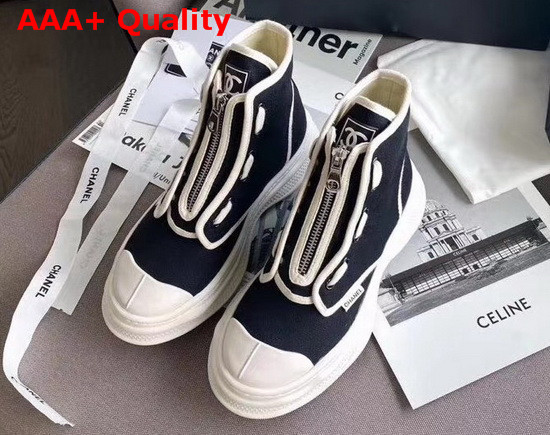 Chanel High Top Sneaker in Black Canvas Replica