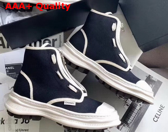 Chanel High Top Sneaker in Black Canvas Replica