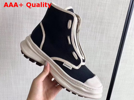 Chanel High Top Sneaker in Black Canvas Replica