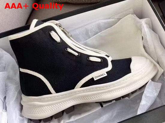 Chanel High Top Sneaker in Black Canvas Replica