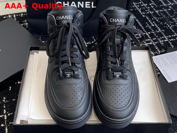 Chanel High Top Sneaker in Black Perforated Calfskin G45080 Replica