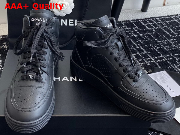 Chanel High Top Sneaker in Black Perforated Calfskin G45080 Replica