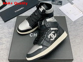 Chanel High Top Sneaker in Black and Silver Calfskin Replica