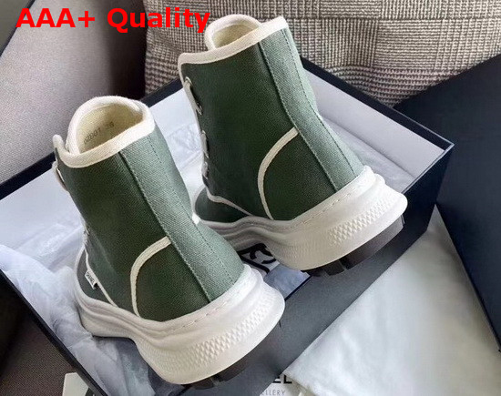 Chanel High Top Sneaker in Khaki Canvas Replica