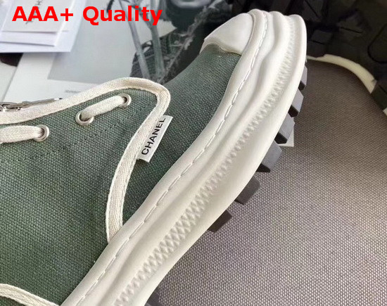 Chanel High Top Sneaker in Khaki Canvas Replica