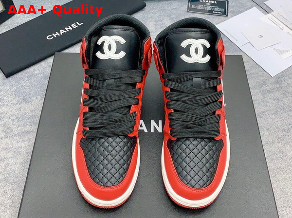 Chanel High Top Sneaker in Orange and White Calfskin Replica