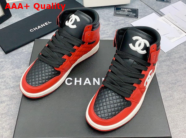 Chanel High Top Sneaker in Orange and White Calfskin Replica