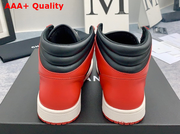 Chanel High Top Sneaker in Orange and White Calfskin Replica