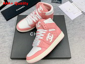 Chanel High Top Sneaker in Pink and White Calfskin Replica