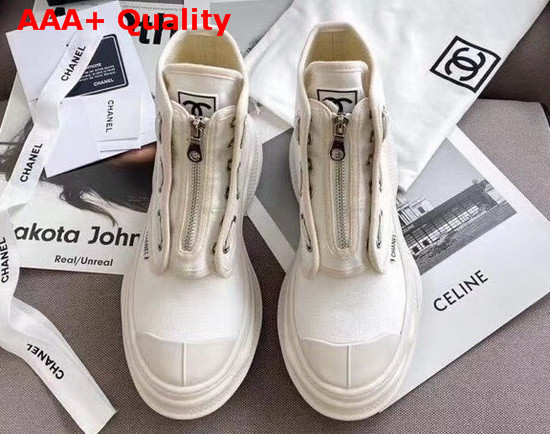 Chanel High Top Sneaker in White Canvas Replica